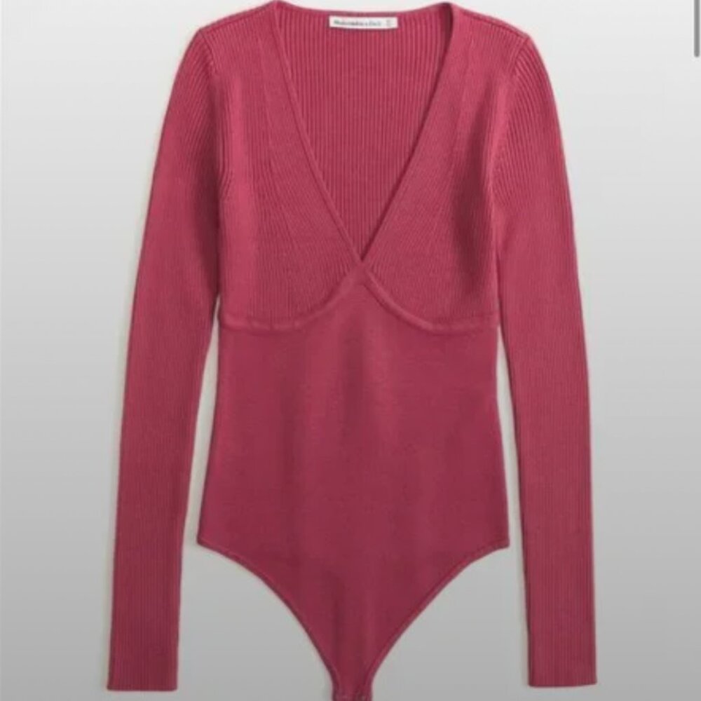 NWT Abercrombie & Fitch Women's Long-Sleeve V-Neck Sweater Bodysuit